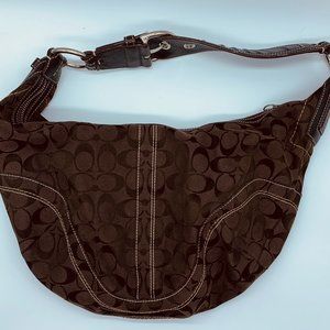 COACH Signature C Brown Cloth Hobo Bag